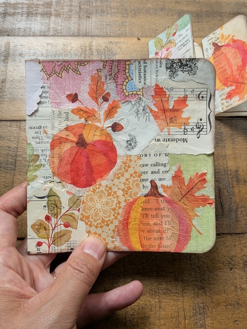 Handmade Autumn card And Mini Cards - Mixed Media (3 Pc)